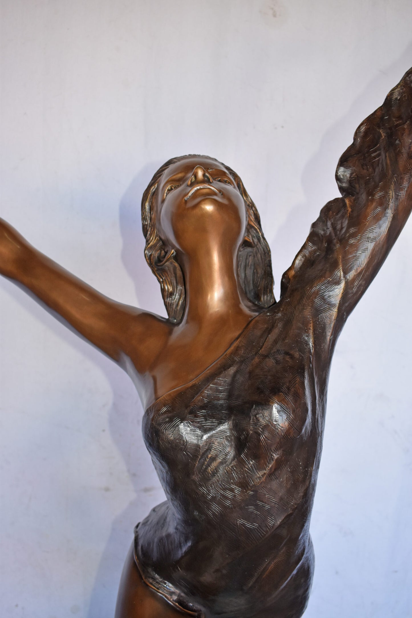 Ballet Dancer Performing on Stage Bronze Statue - Size: 45"L x 27"W x 71"H.
