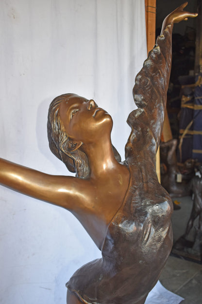 Ballet Dancer Performing on Stage Bronze Statue - Size: 45"L x 27"W x 71"H.