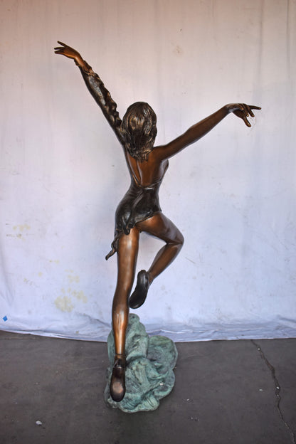Ballet Dancer Performing on Stage Bronze Statue - Size: 45"L x 27"W x 71"H.