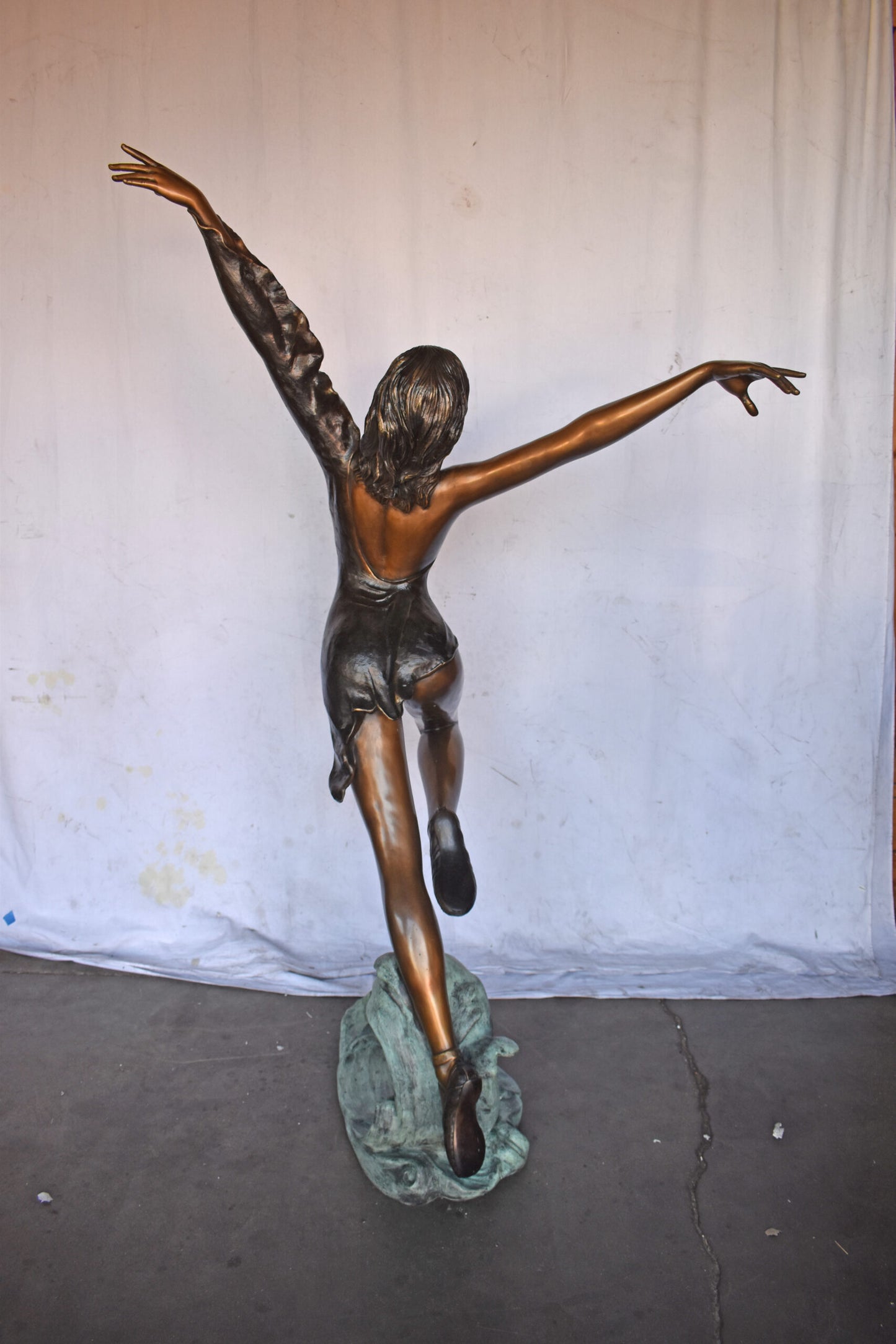 Ballet Dancer Performing on Stage Bronze Statue - Size: 45"L x 27"W x 71"H.