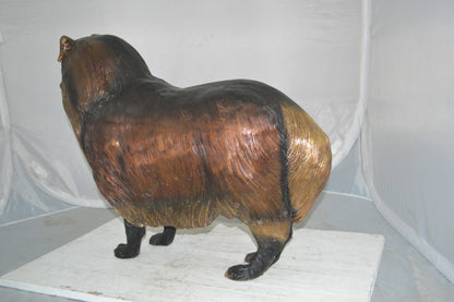 Collie Dog Bronze Statue -  Size: 31"L x 9"W x 24"H.