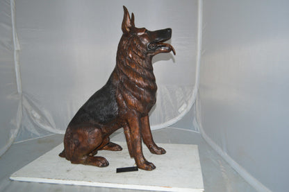 Nifao German Shepherd Alsatian dog bronze statue - Life-Size, Realistic Bronze Statue - Ideal for Home or Garden Decoration - Size: 23"L x 16"W x 30"H.