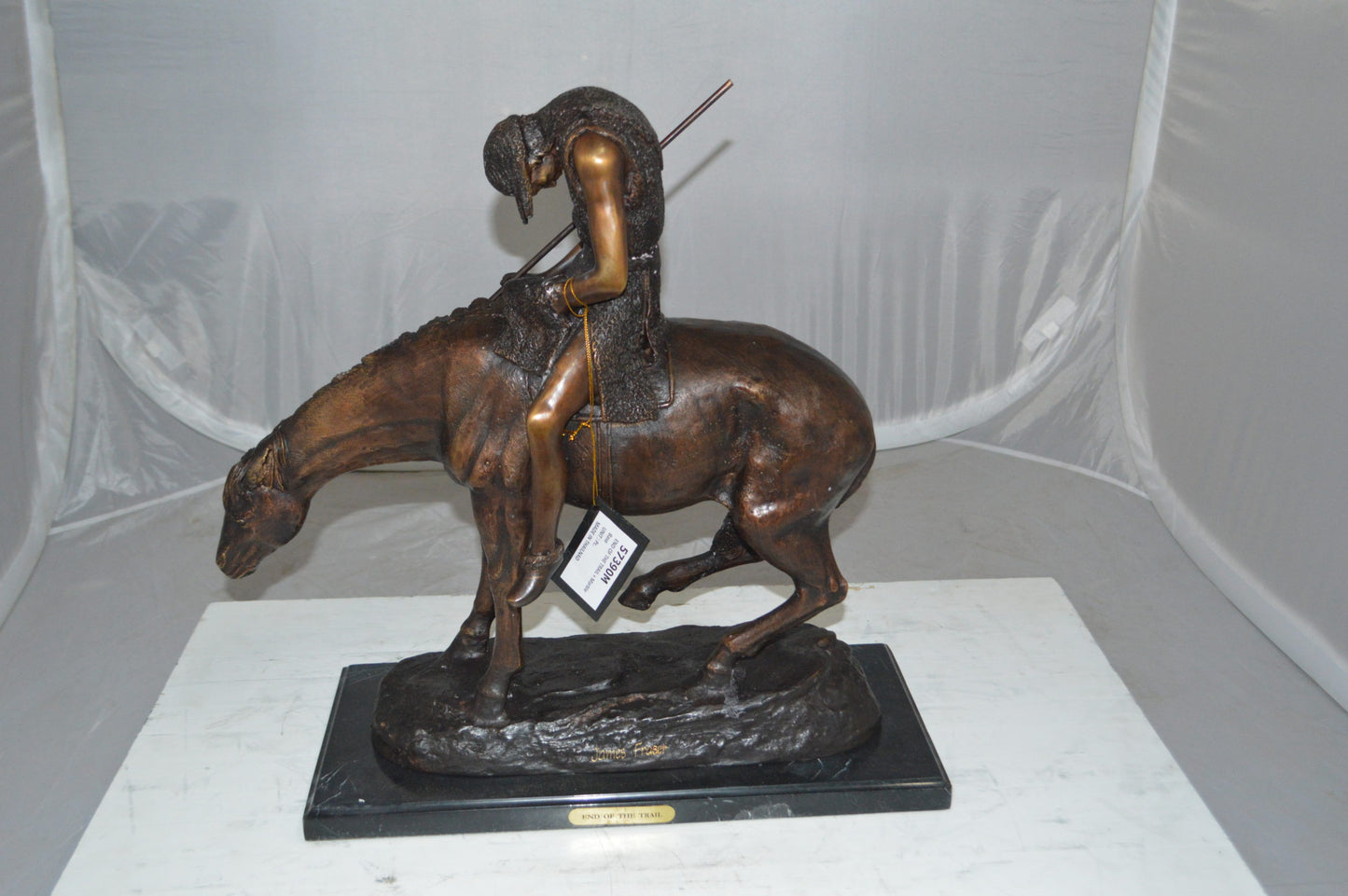 End of the Trail by James Fraser Bronze Statue -  Size: 9"L x 21"W x 21"H. 