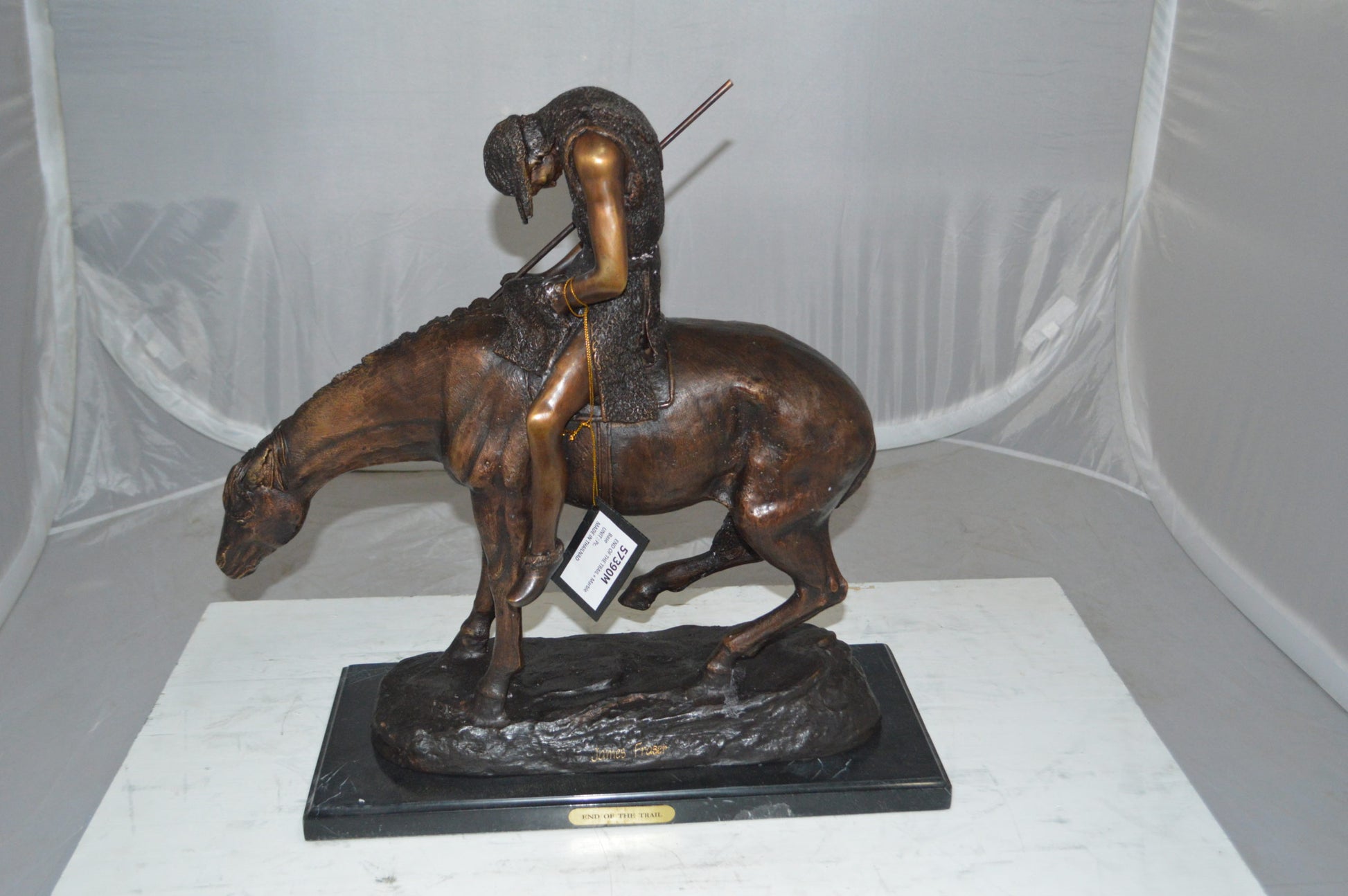 End of the Trail by James Fraser Bronze Statue -  Size: 9"L x 21"W x 21"H. 