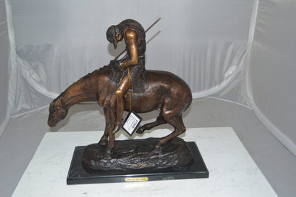 End of the Trail by James Fraser Bronze Statue -  Size: 9"L x 21"W x 21"H. 