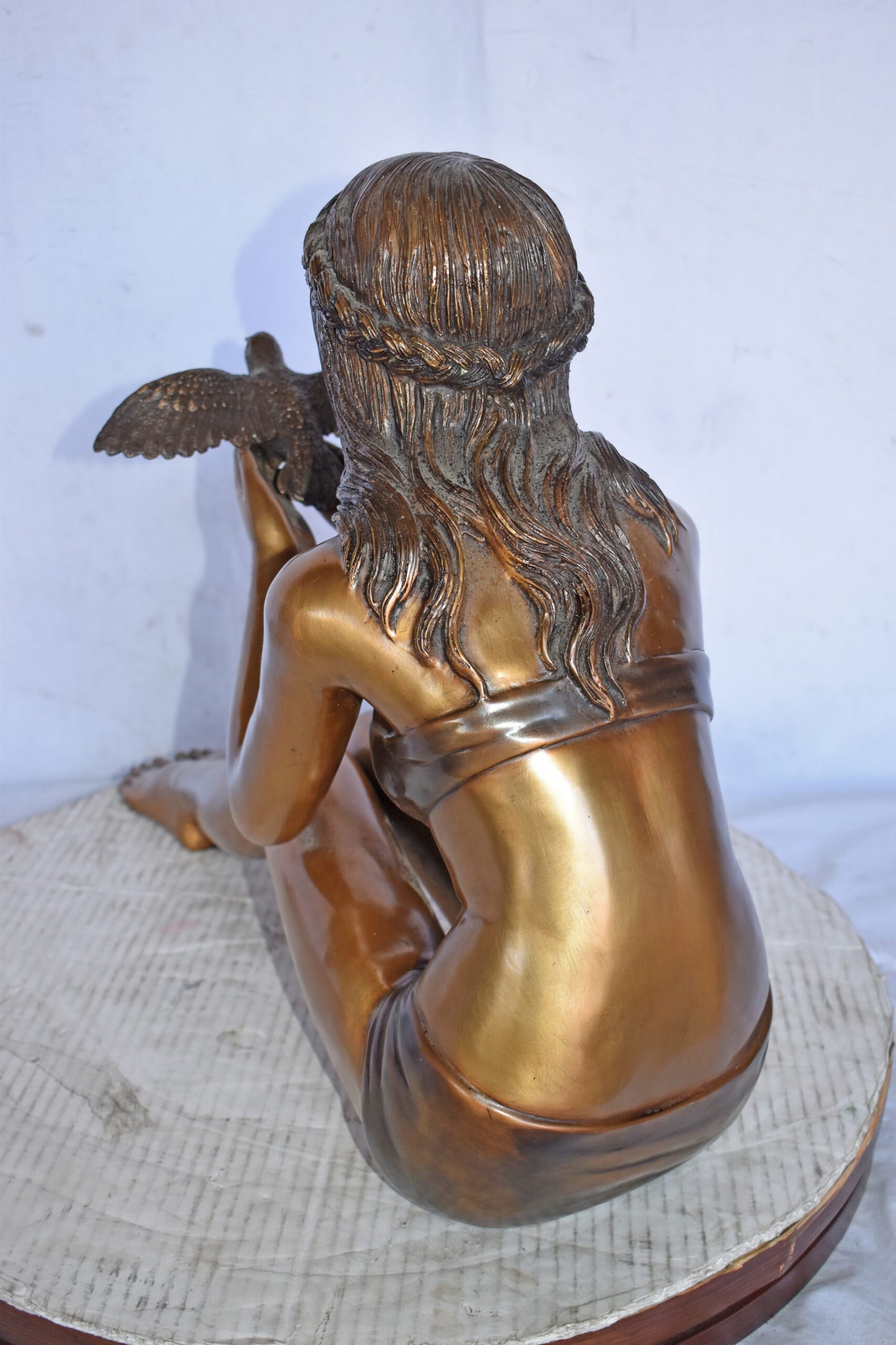 Young Beautiful Girl Helping A Bird Fly - Size: 22"L x 7"W x 18"H.
