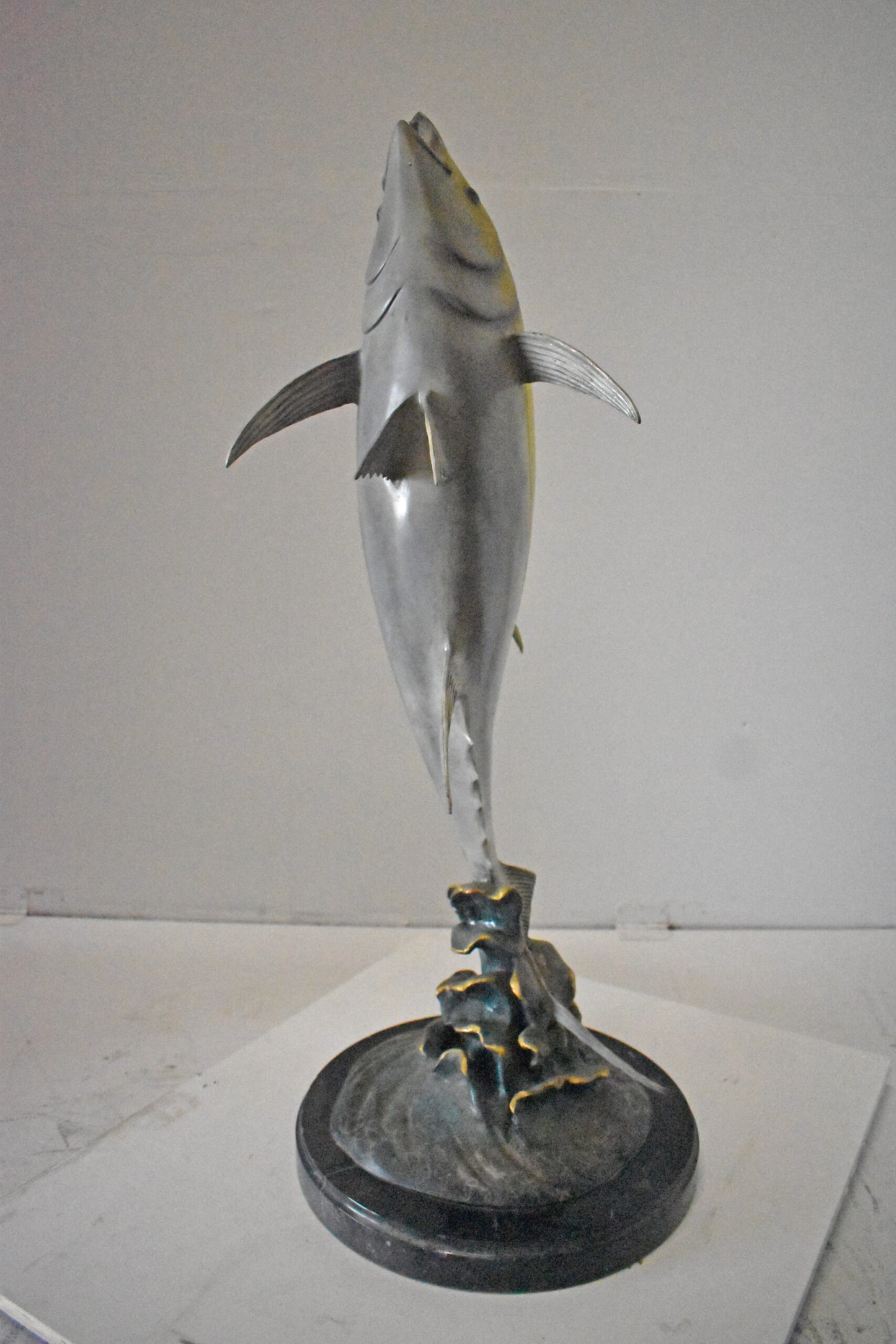 Jack Fish Bronze Statue Fountain - Size: 20"L x 16"W x 42"H.
