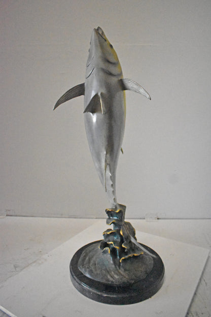 Jack Fish Bronze Statue Fountain - Size: 20"L x 16"W x 42"H.
