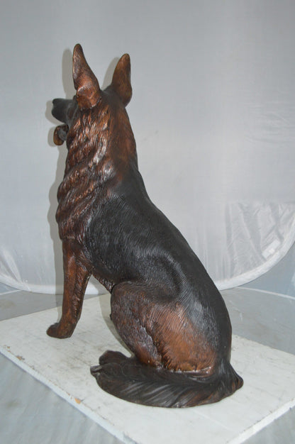 Nifao German Shepherd Alsatian dog bronze statue - Life-Size, Realistic Bronze Statue - Ideal for Home or Garden Decoration - Size: 23"L x 16"W x 30"H.