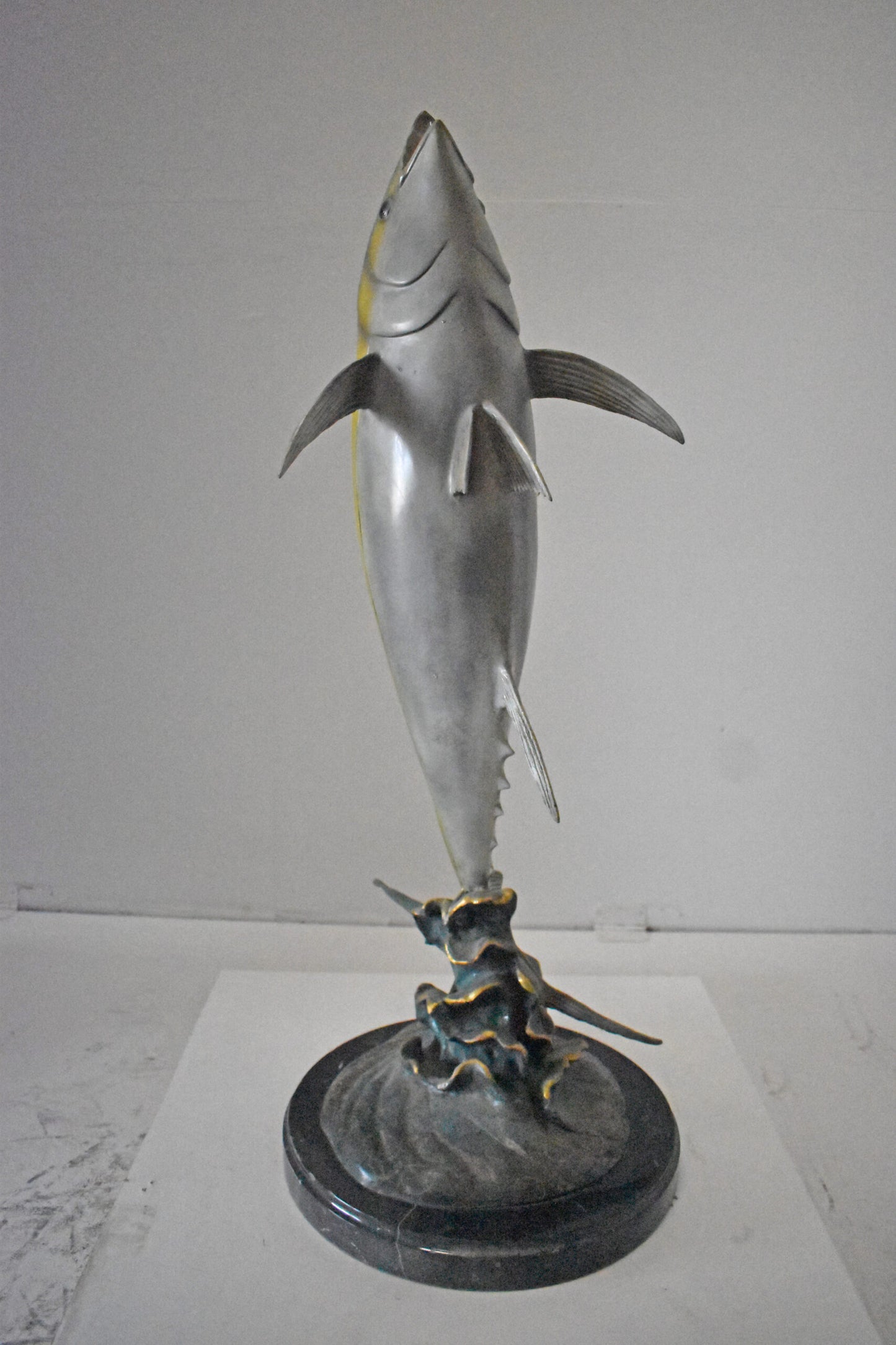 Jack Fish Bronze Statue Fountain - Size: 20"L x 16"W x 42"H.