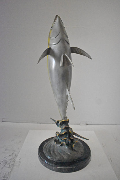 Jack Fish Bronze Statue Fountain - Size: 20"L x 16"W x 42"H.