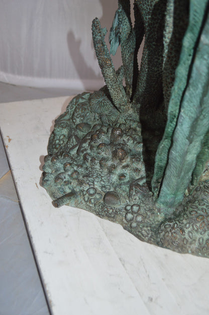 Two Large Manatees swimming Bronze Fountain Statue -  Size: 23"L x 42"W x 42"H. 
