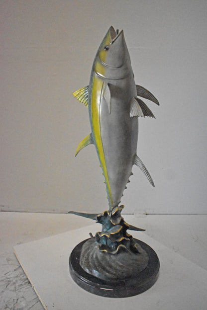 Jack Fish Bronze Statue Fountain - Size: 20"L x 16"W x 42"H.