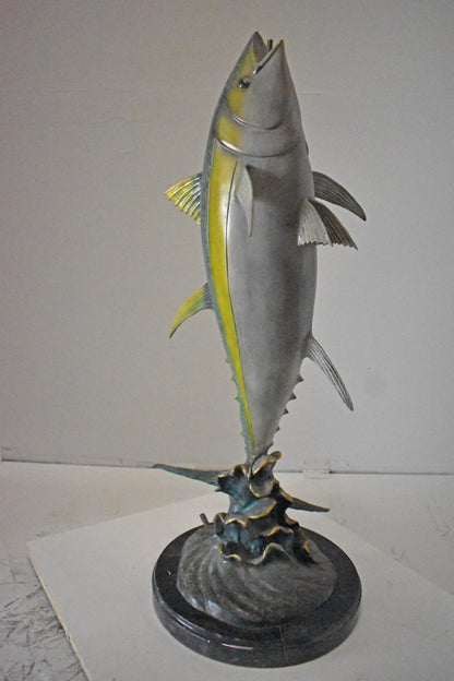 Jack Fish Bronze Statue Fountain - Size: 20"L x 16"W x 42"H.