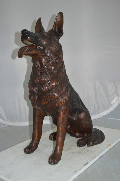 Nifao German Shepherd Alsatian dog bronze statue - Life-Size, Realistic Bronze Statue - Ideal for Home or Garden Decoration - Size: 23"L x 16"W x 30"H.