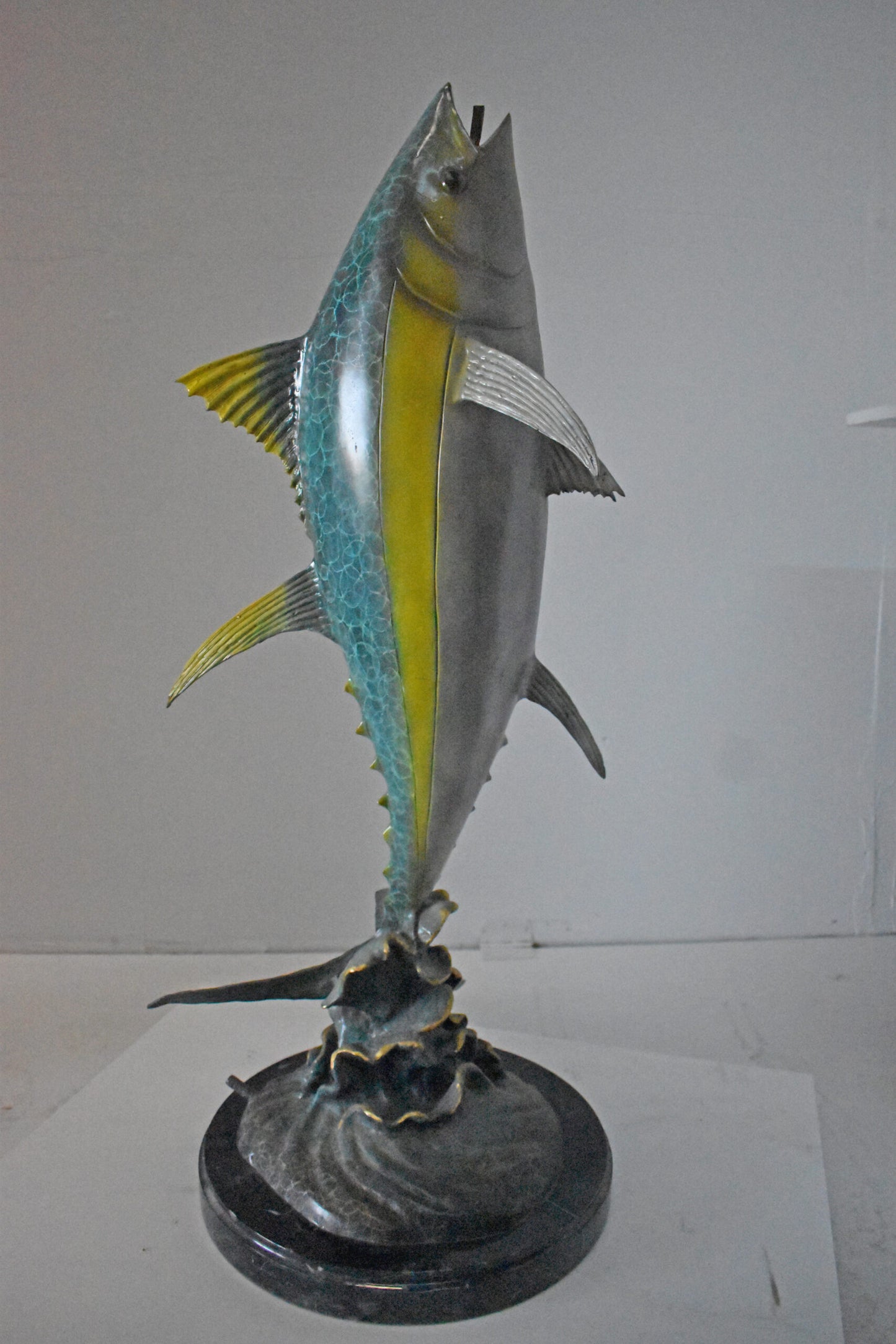 Jack Fish Bronze Statue Fountain - Size: 20"L x 16"W x 42"H.