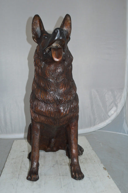 Nifao German Shepherd Alsatian dog bronze statue - Life-Size, Realistic Bronze Statue - Ideal for Home or Garden Decoration - Size: 23"L x 16"W x 30"H.