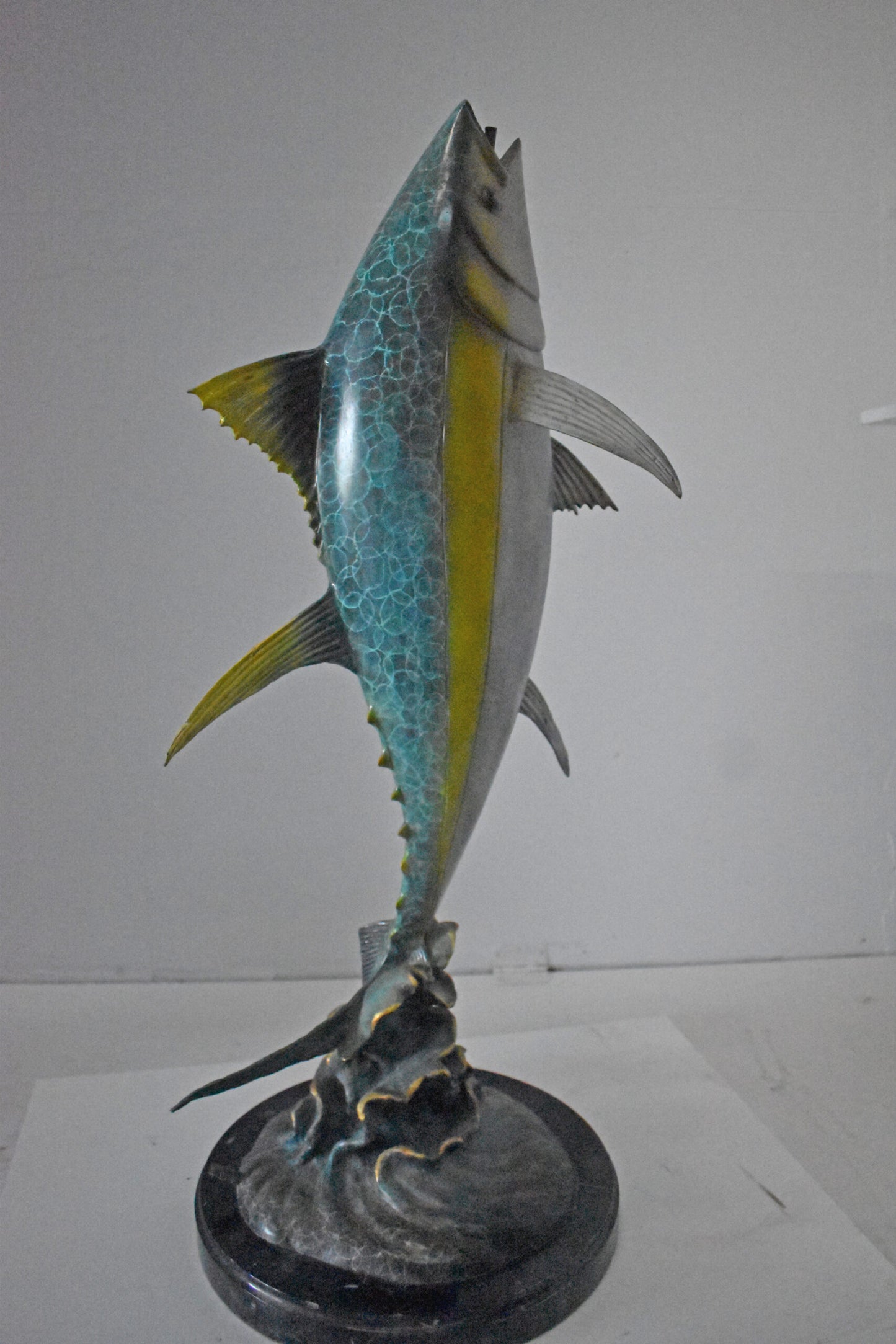 Jack Fish Bronze Statue Fountain - Size: 20"L x 16"W x 42"H.