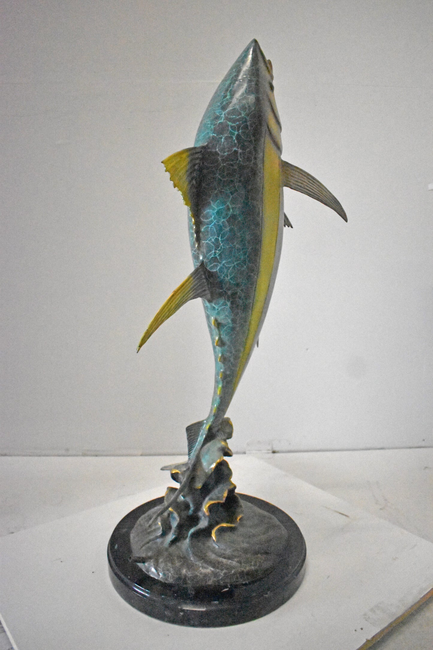 Jack Fish Bronze Statue Fountain - Size: 20"L x 16"W x 42"H.
