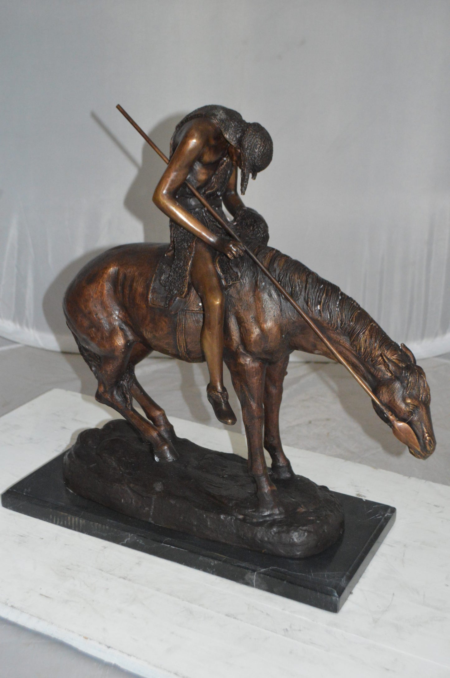 End of the Trail by James Fraser Bronze Statue -  Size: 9"L x 21"W x 21"H. 