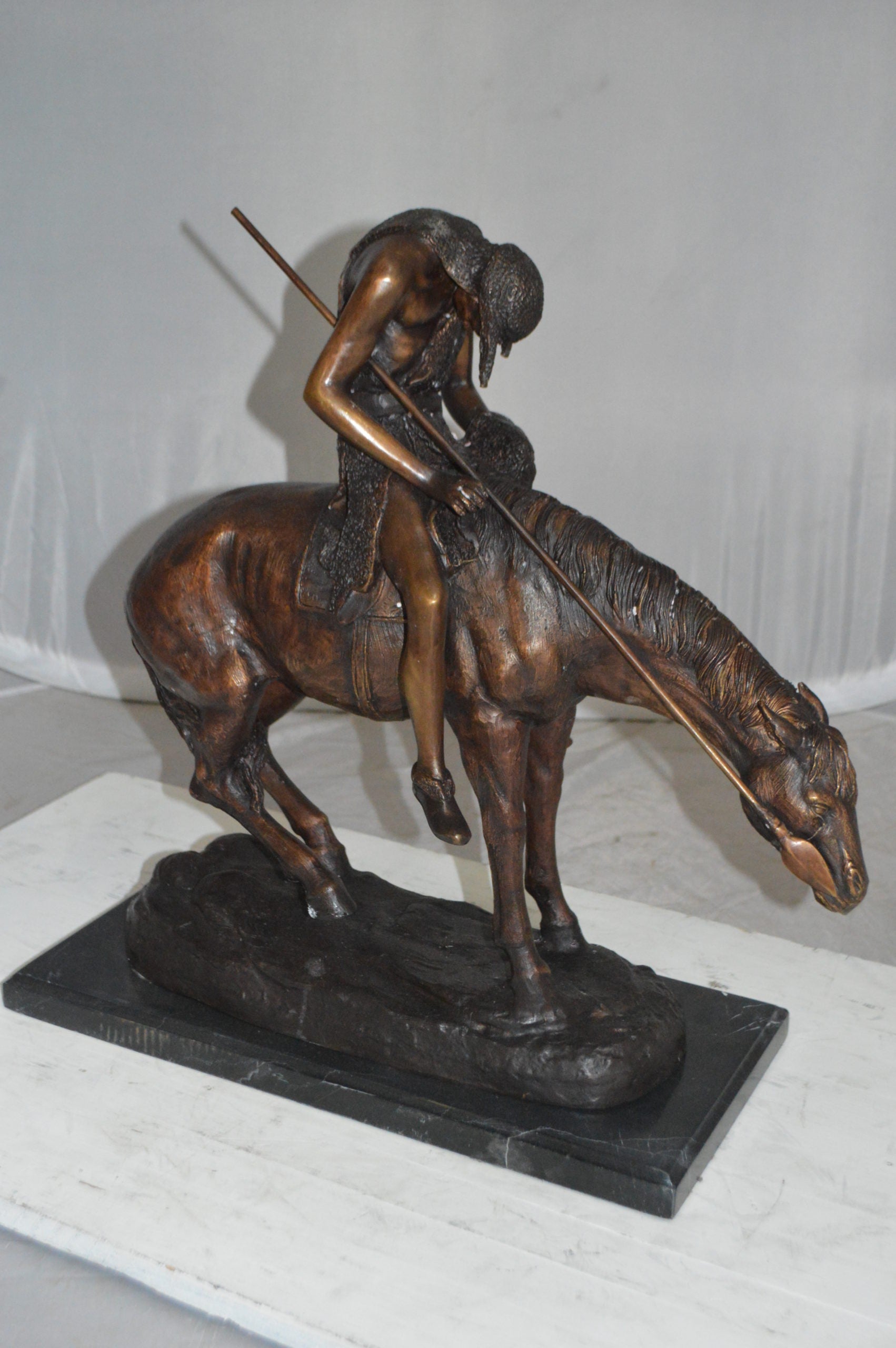 End of the Trail by James Fraser Bronze Statue -  Size: 9"L x 21"W x 21"H. 