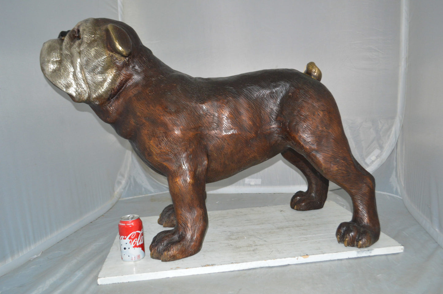 Bulldog Medium Bronze Statue -  Size: 39"L x 23"W x 27"H.