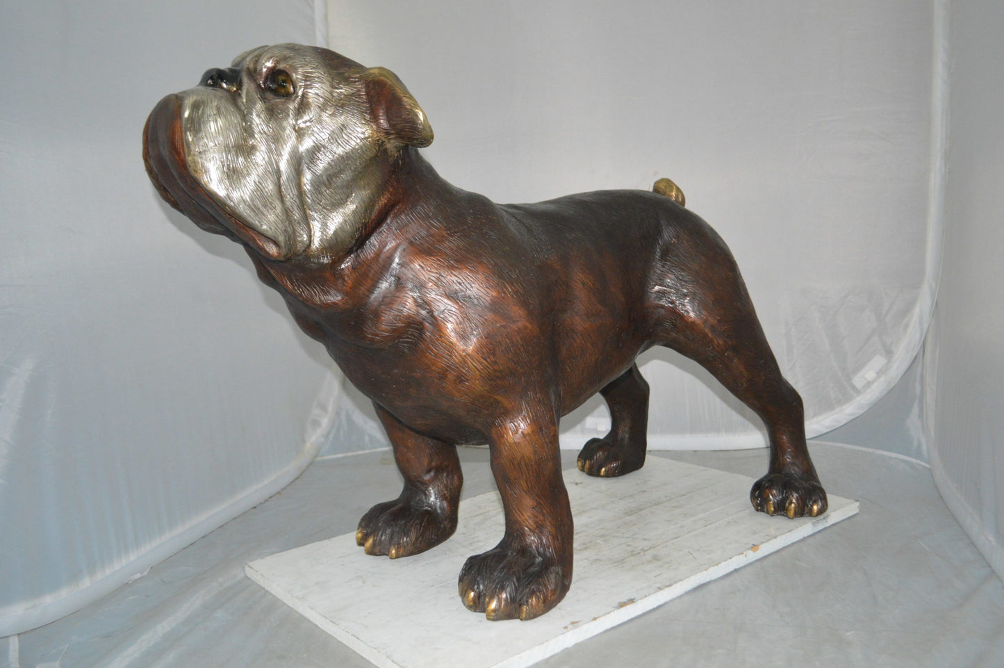Bulldog Medium Bronze Statue -  Size: 39"L x 23"W x 27"H.