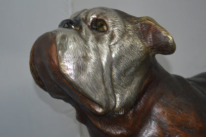 Bulldog Medium Bronze Statue -  Size: 39"L x 23"W x 27"H.