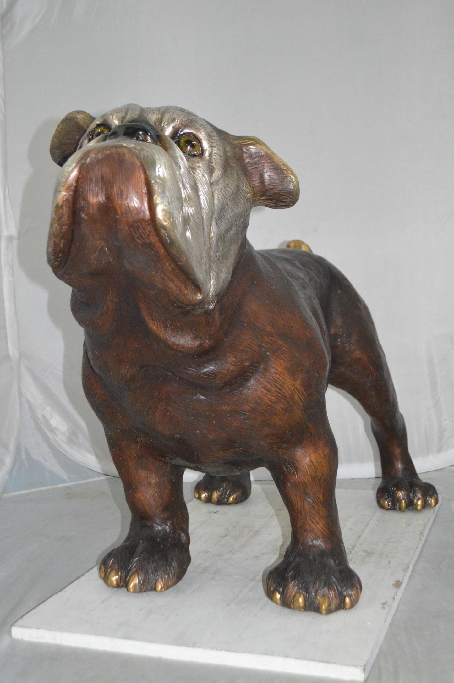 Bulldog Medium Bronze Statue -  Size: 39"L x 23"W x 27"H.