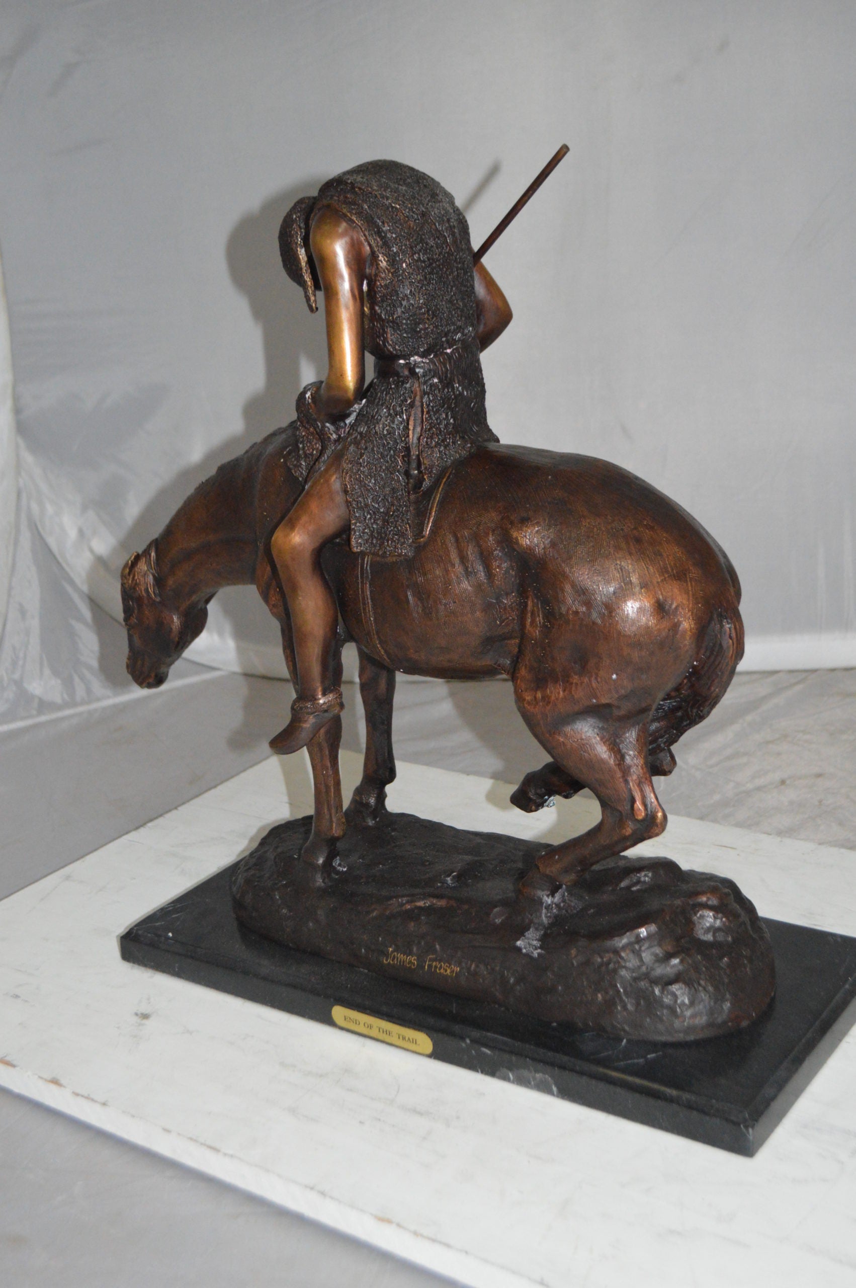 End of the Trail by James Fraser Bronze Statue -  Size: 9"L x 21"W x 21"H. 