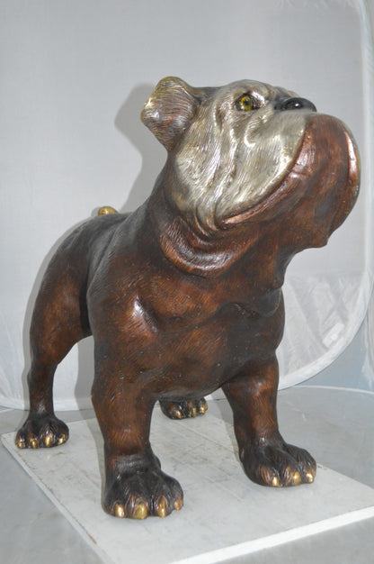 Bulldog Medium Bronze Statue -  Size: 39"L x 23"W x 27"H.