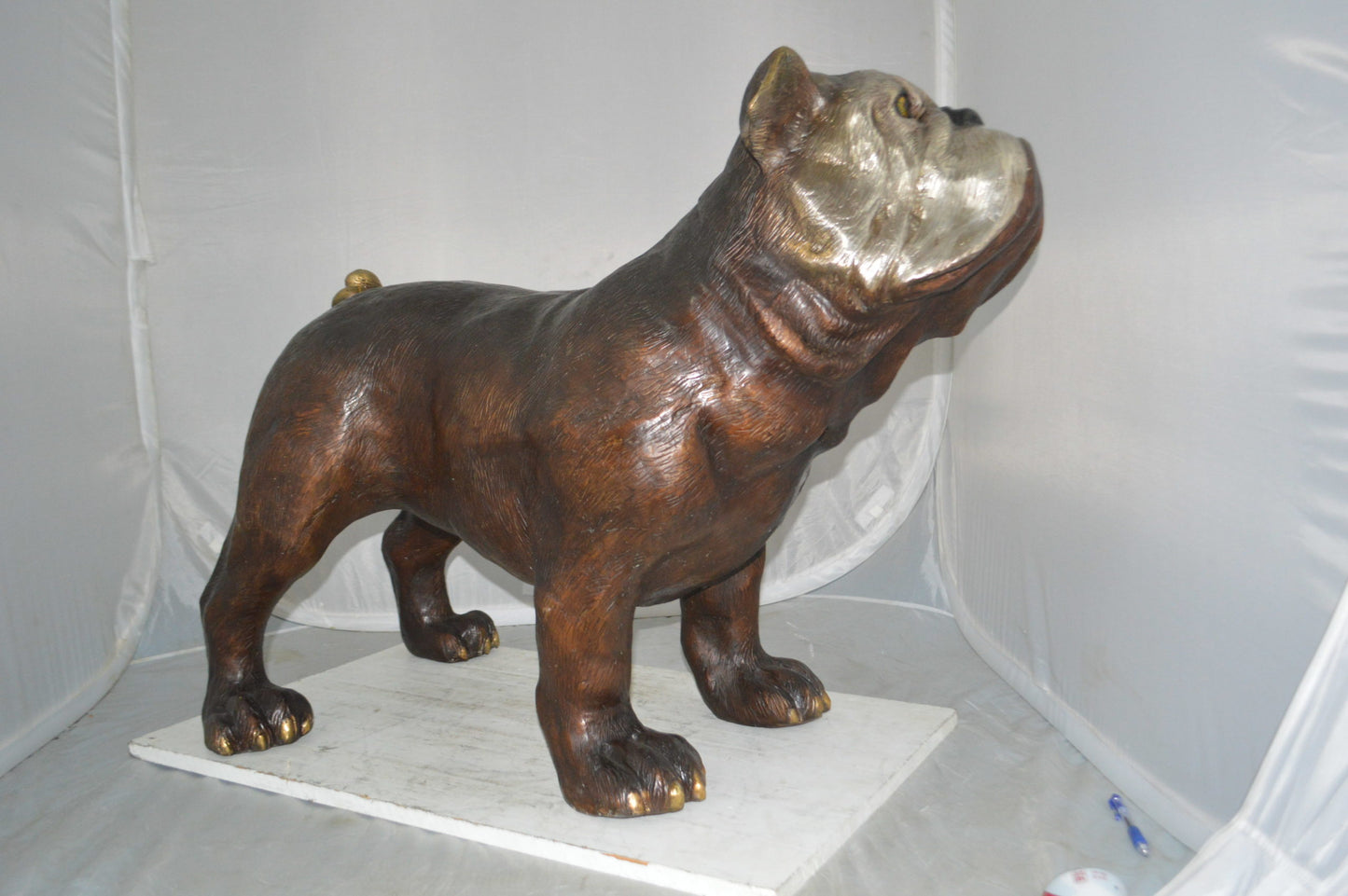 Bulldog Medium Bronze Statue -  Size: 39"L x 23"W x 27"H.