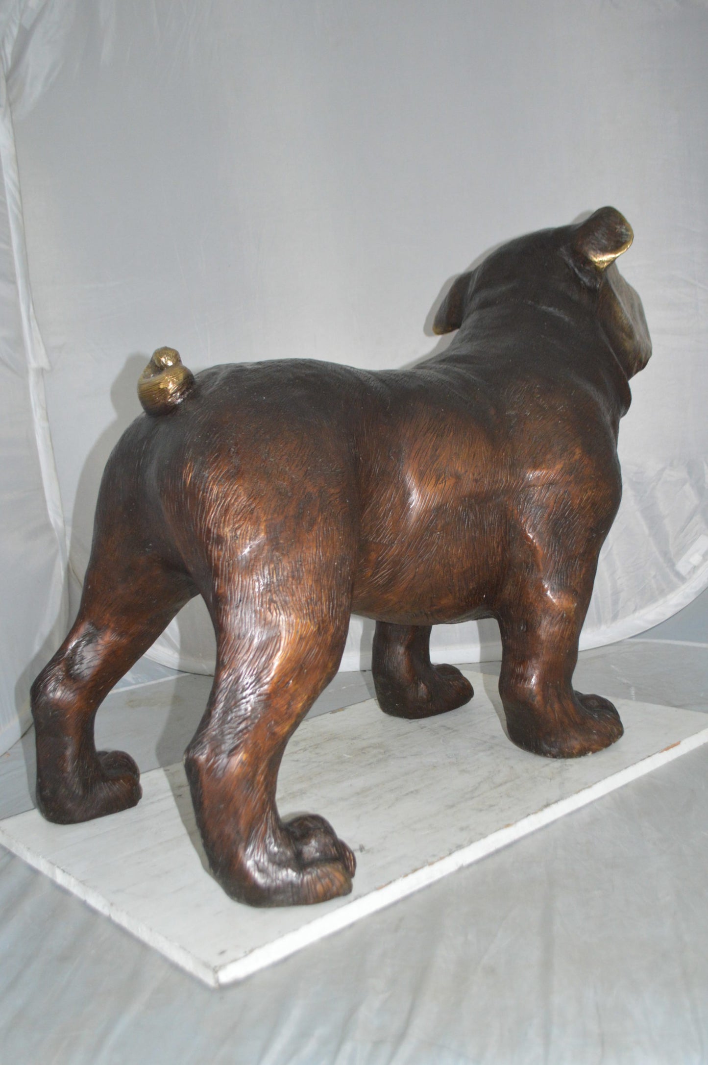 Bulldog Medium Bronze Statue -  Size: 39"L x 23"W x 27"H.
