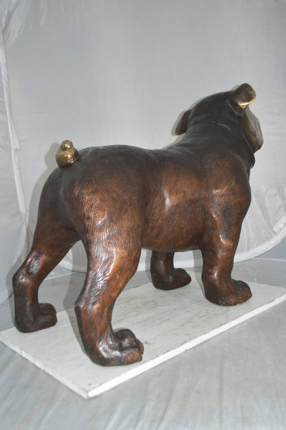 Bulldog Medium Bronze Statue -  Size: 39"L x 23"W x 27"H.