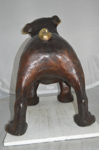 Bulldog Medium Bronze Statue -  Size: 39"L x 23"W x 27"H.