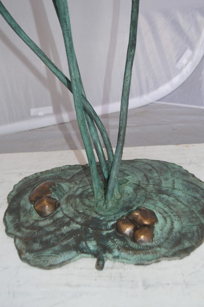 Frog on Lotus Bronze fountain Statue -  Size: 22"L x 20"W x 44"H. 