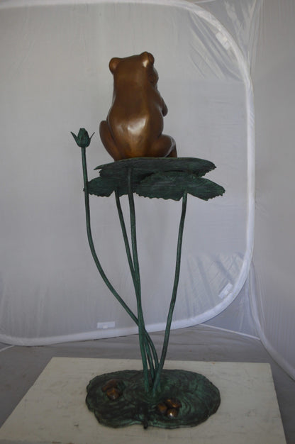 Frog on Lotus Bronze fountain Statue -  Size: 22"L x 20"W x 44"H. 
