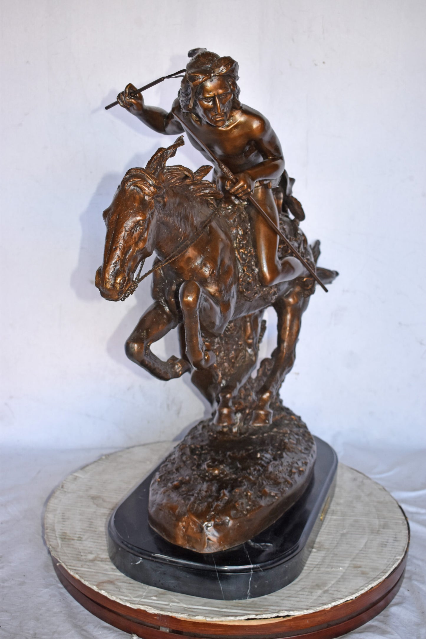 Cheyenne by Remington Bronze Statue Replica - Size: 33"L x 11"W x 29"H.