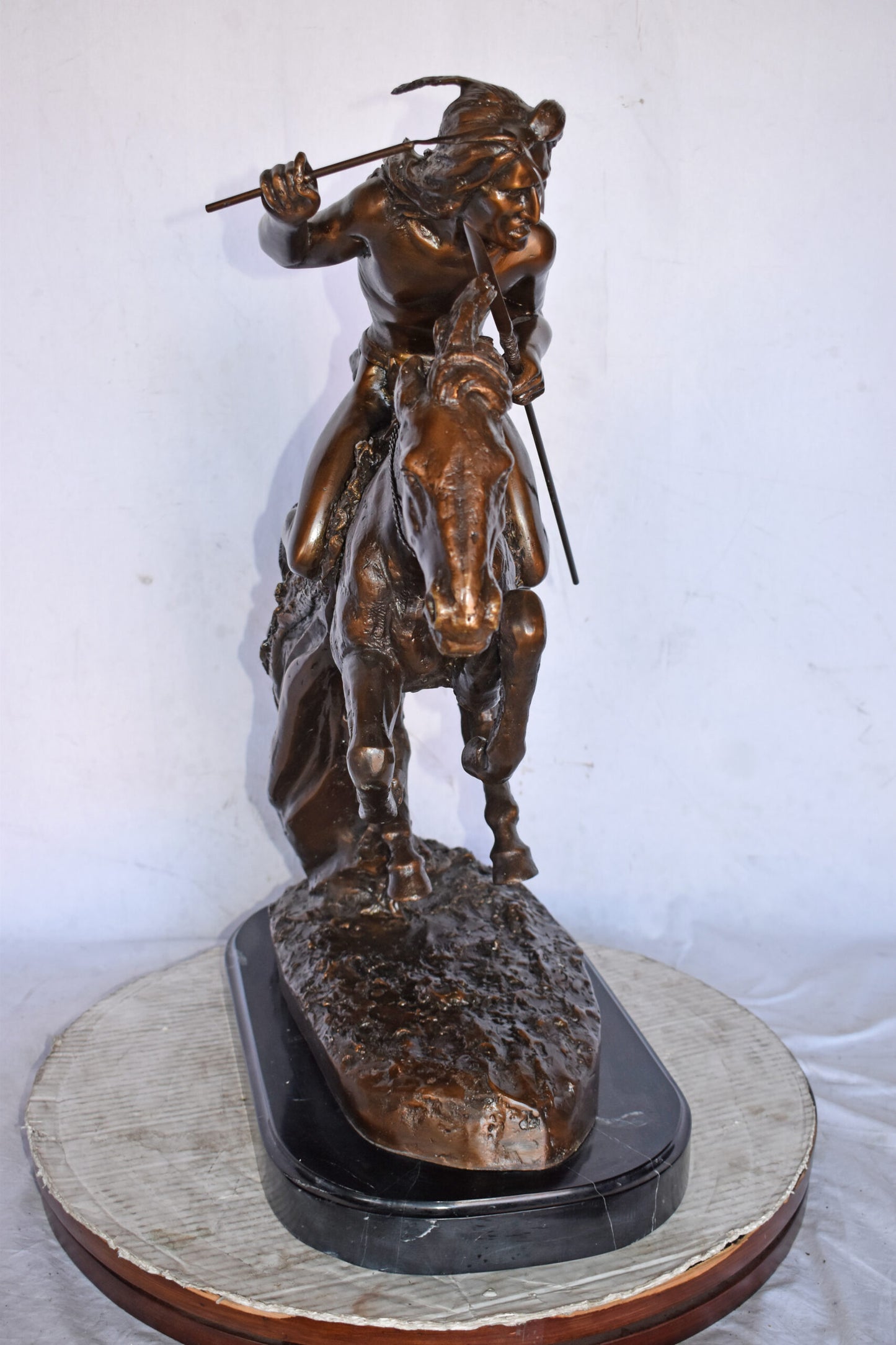 Cheyenne by Remington Bronze Statue Replica - Size: 33"L x 11"W x 29"H.
