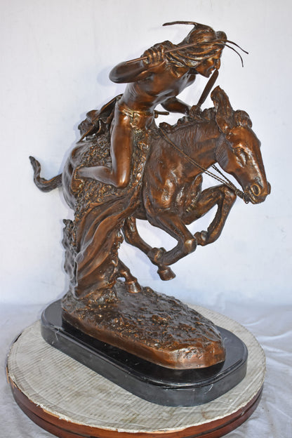 Cheyenne by Remington Bronze Statue Replica - Size: 33"L x 11"W x 29"H.