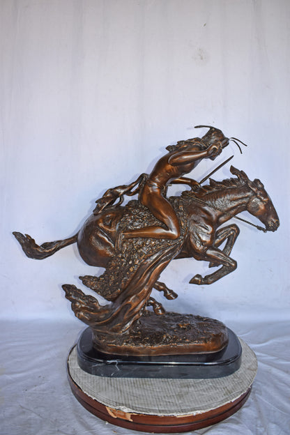 Cheyenne by Remington Bronze Statue Replica - Size: 33"L x 11"W x 29"H.