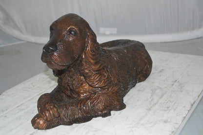 Cocker Spaniel dog Crouching Bronze Statue -  Size: 20"L x 10"W x 10"H.