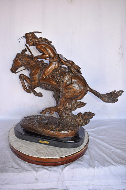 Cheyenne by Remington Bronze Statue Replica - Size: 33"L x 11"W x 29"H.