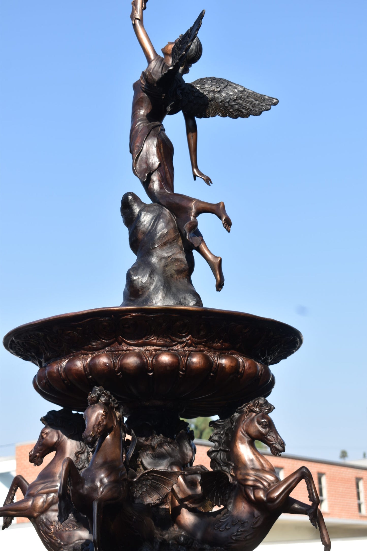 Eleven feet tall Bronze, Tiered Outdoor Fountain - Size: 51"L x 51"W x 138"H.