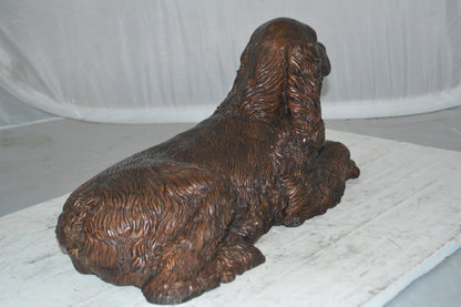 Cocker Spaniel dog Crouching Bronze Statue -  Size: 20"L x 10"W x 10"H.