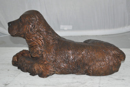 Cocker Spaniel dog Crouching Bronze Statue -  Size: 20"L x 10"W x 10"H.