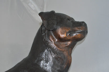 Rottweiler Dog Bronze Statue -  Size: 44"L x 10"W x 36"H.