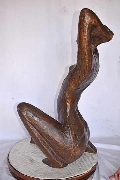 Modern Art Women Enjoying the Sun Bronze Statue - Size: 20"L x 13"W x 34"H.