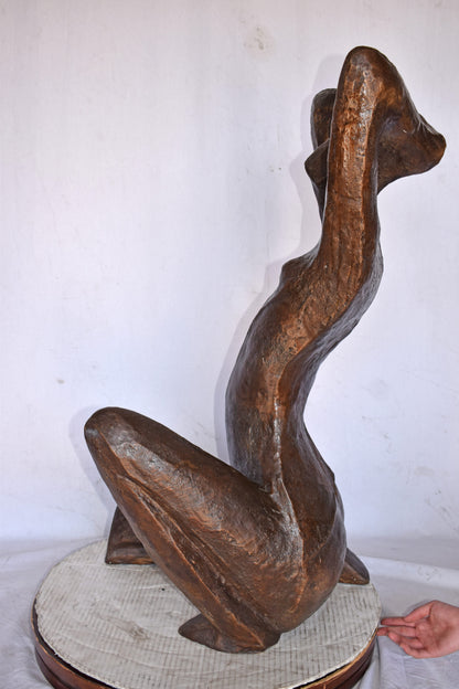 Modern Art Women Enjoying the Sun Bronze Statue - Size: 20"L x 13"W x 34"H.