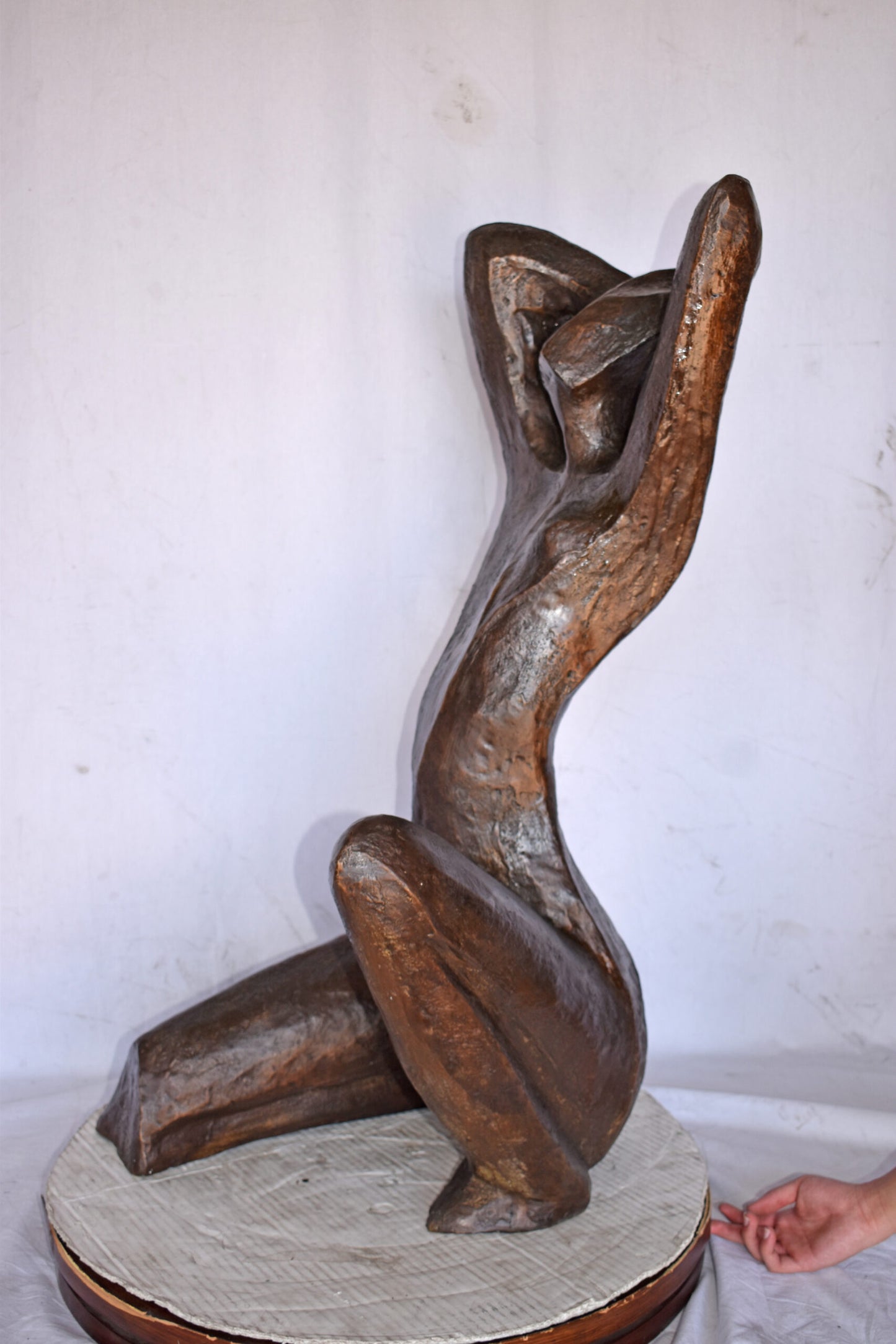 Modern Art Women Enjoying the Sun Bronze Statue - Size: 20"L x 13"W x 34"H.